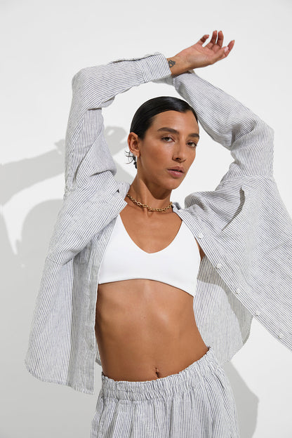 Getaway Button Down - Coastal Stripe: Varsity / Coconut