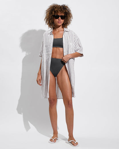 Getaway Mini Dress - Classic Stripe: Stormy / Coconut