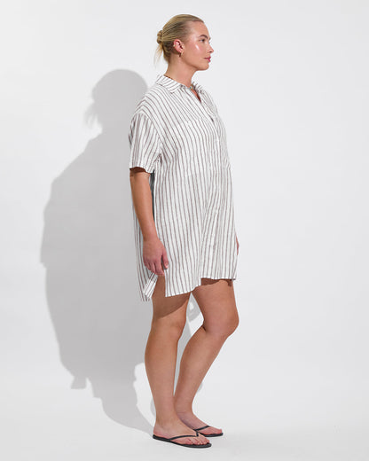 Getaway Mini Dress - Classic Stripe: Stormy / Coconut