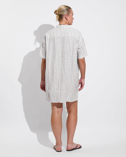 Getaway Mini Dress - Classic Stripe: Stormy / Coconut