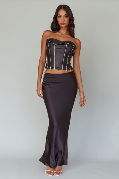 Moto Strapless Zipper Top Black