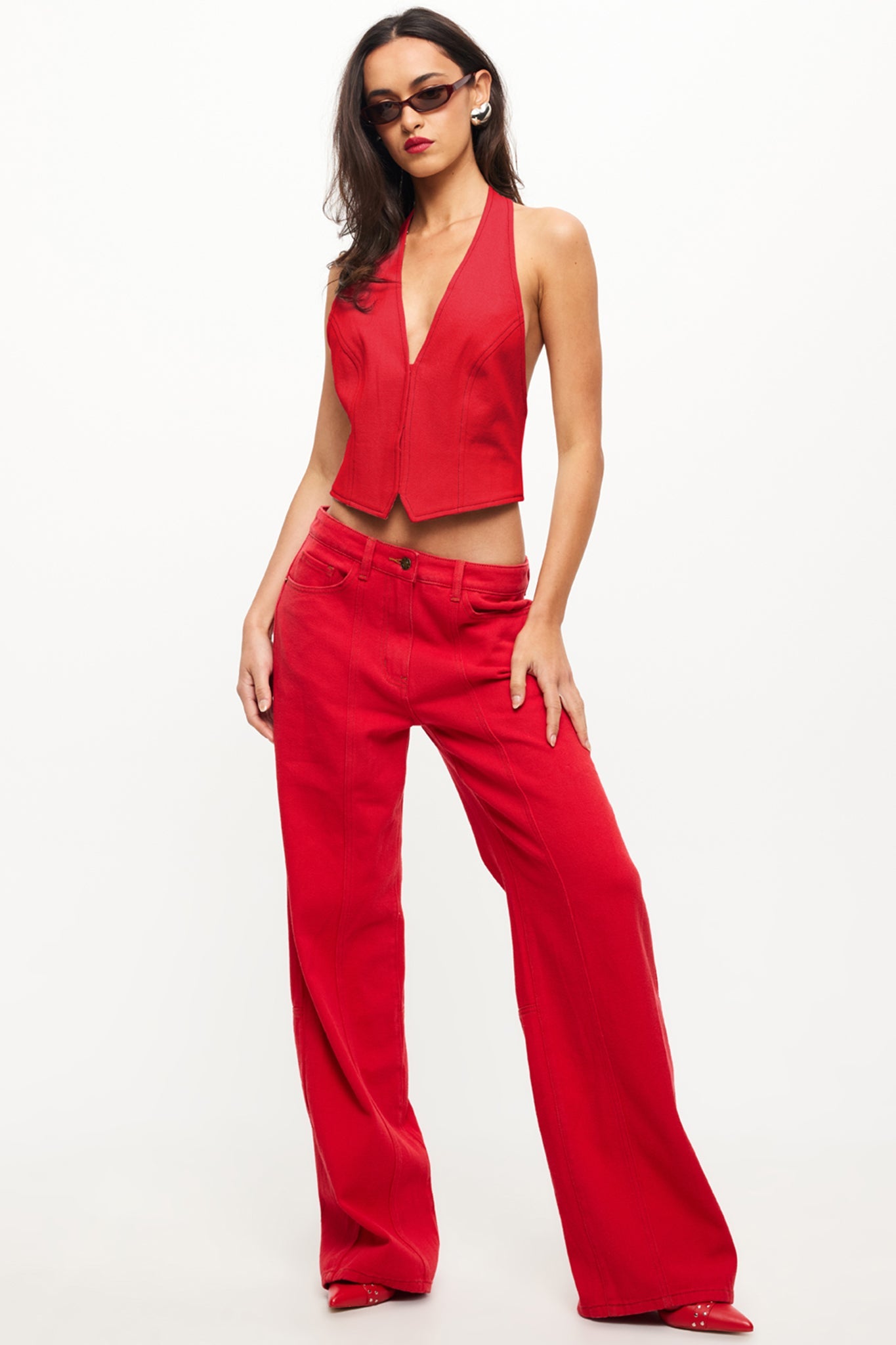 LIONESS Je Suis Halter Top Crimson
