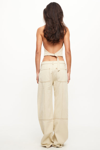 LIONESS Je Suis Halter Top Ecru