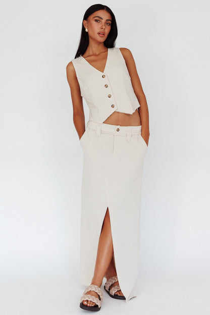 Jaina Button Front Vest Top Seashell