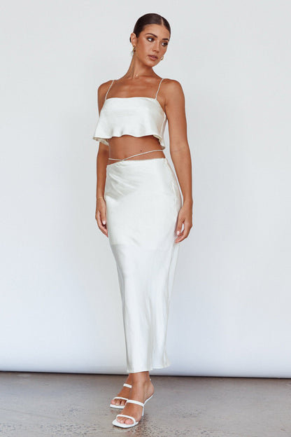 Tahni Diamante Strap Crop Top Oyster