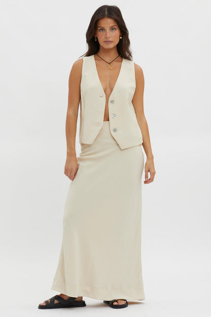 Philomena Button Vest Top Oat