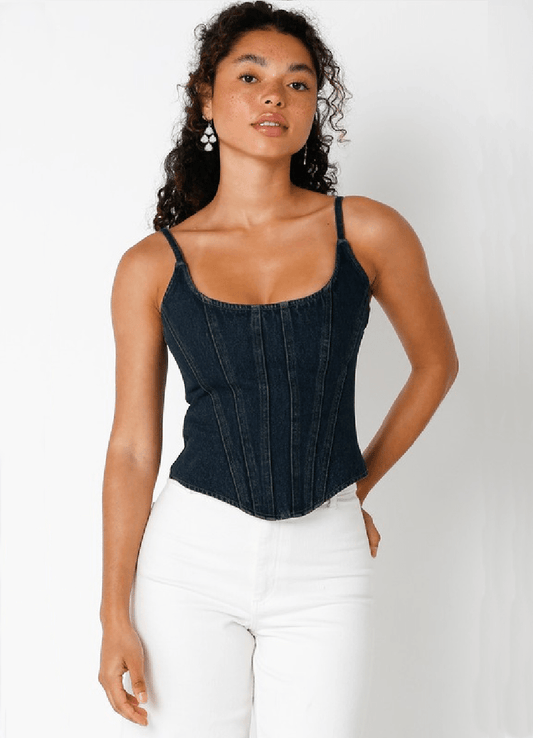Annabelle Dark Denim Corset Top
