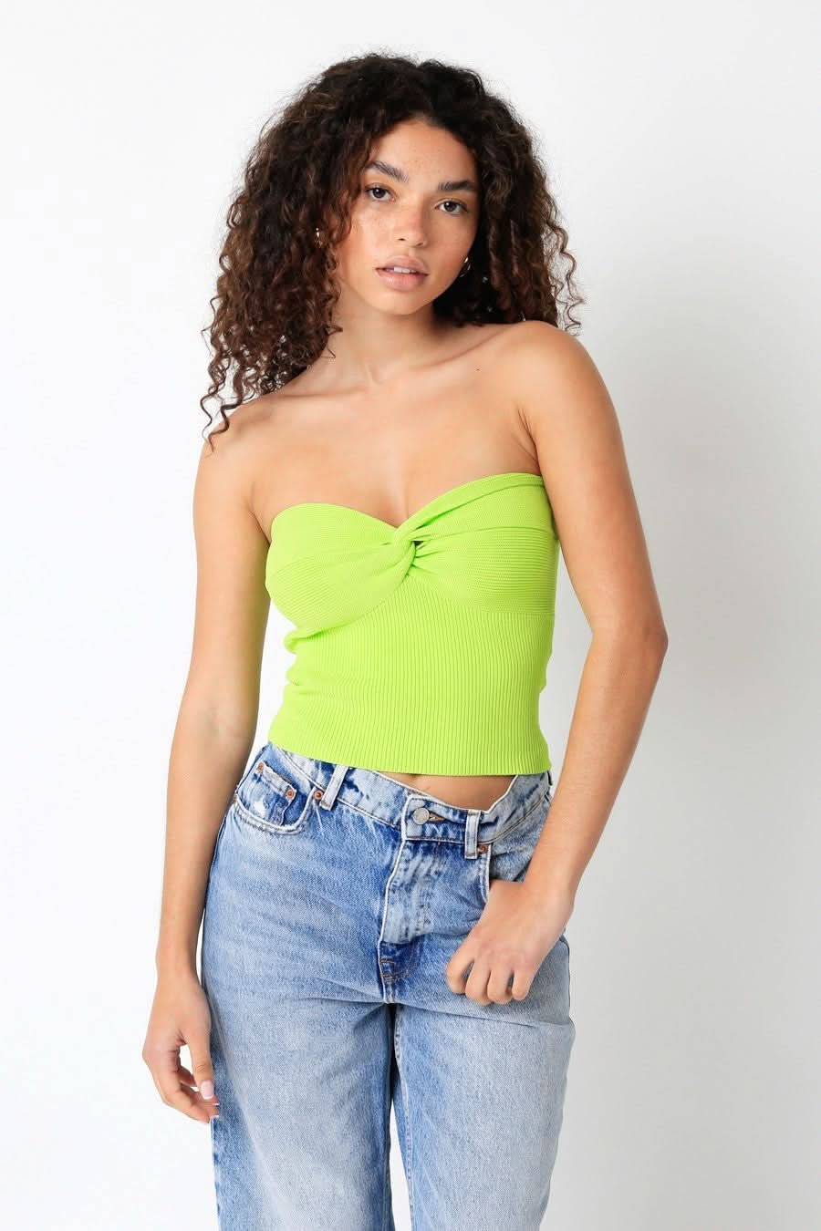 Becca Apple Green Twist Knot Tube Top
