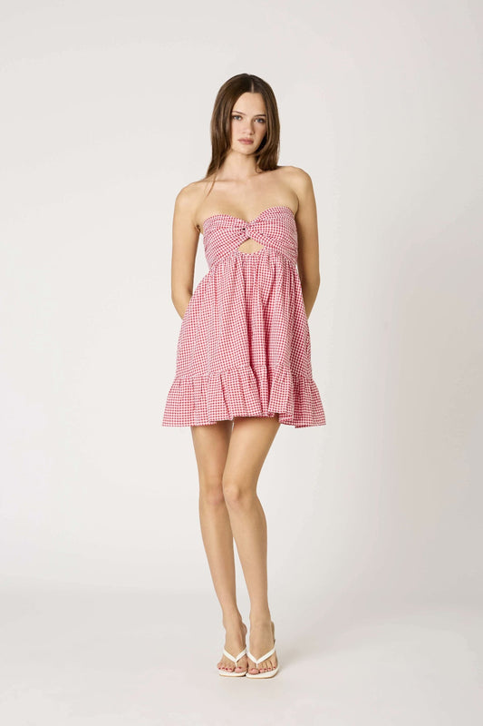 Argie Red Gingham Strapless Romper