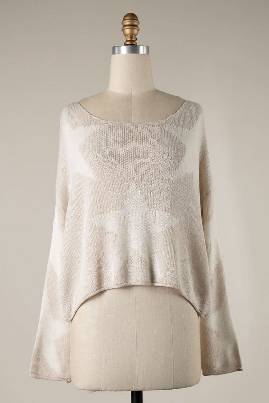 Beatrice Beige Star Print Slouchy Sweater