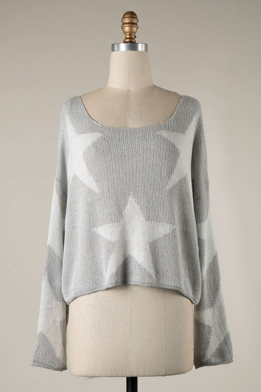 Beatrice Grey Star Print Slouchy Sweater