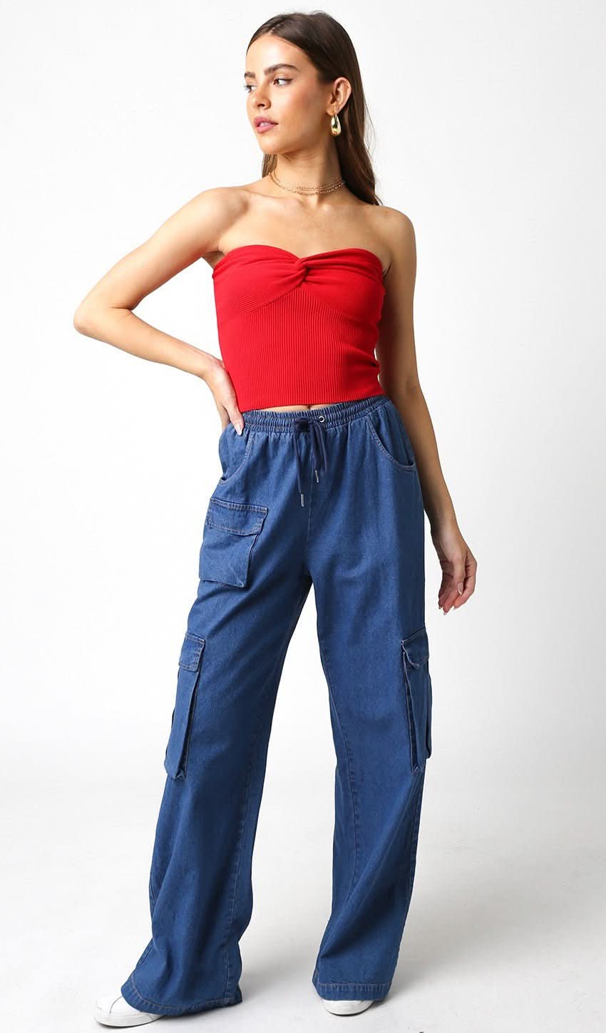 Becca Red Twist Knot Tube Top
