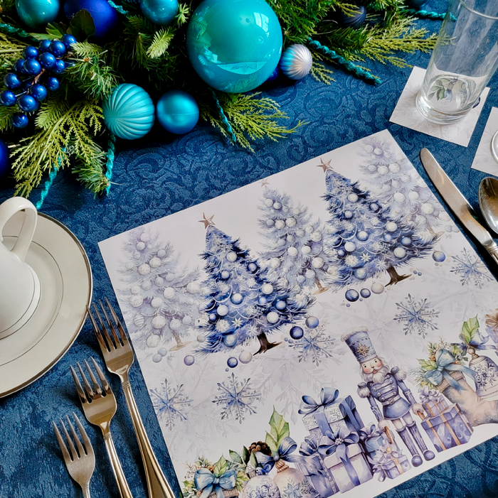 BLUE CHRISTMAS PAPER PLACEMAT