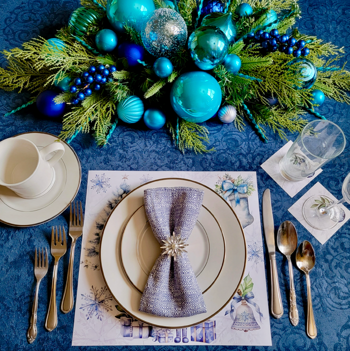 BLUE CHRISTMAS PAPER PLACEMAT