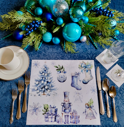 BLUE CHRISTMAS PAPER PLACEMAT