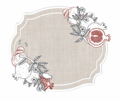 BURLAP LOOK POM AND APPLES PAPER PLACEMAT