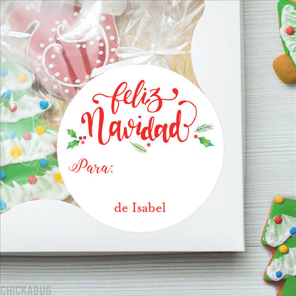 Calligraphy Christmas Gift Labels - Feliz Navidad