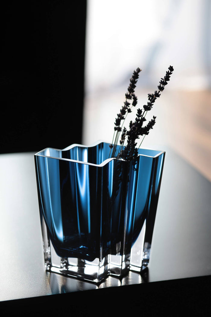 Chevron Vase Blue - Large