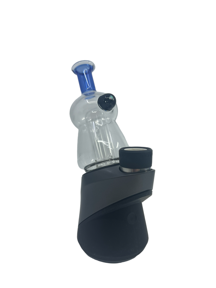 Clear bubble glass canister with an opal chip colored lid, perfect for stylish and versatile storage of herbs, spices, and small essentials.