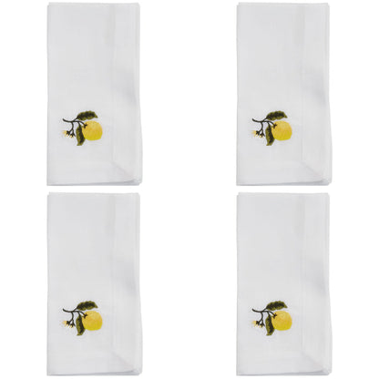 Embroidered Lemon Napkin: White / 20" - set of 4