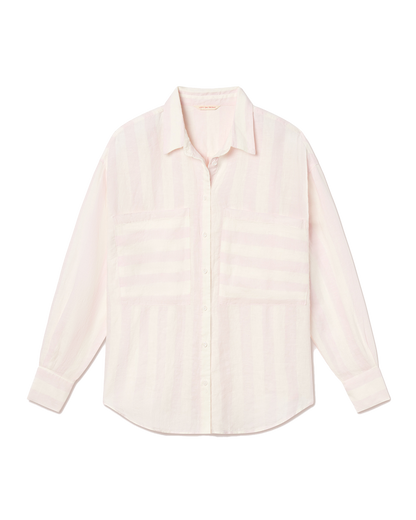 Getaway Button Down - Poolside Stripe: Delight / Coconut