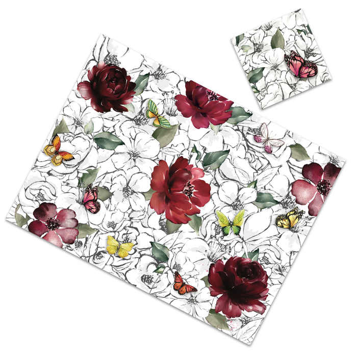 FLOWERS WITH BUTTERFLIES PAPER PLACEMATS