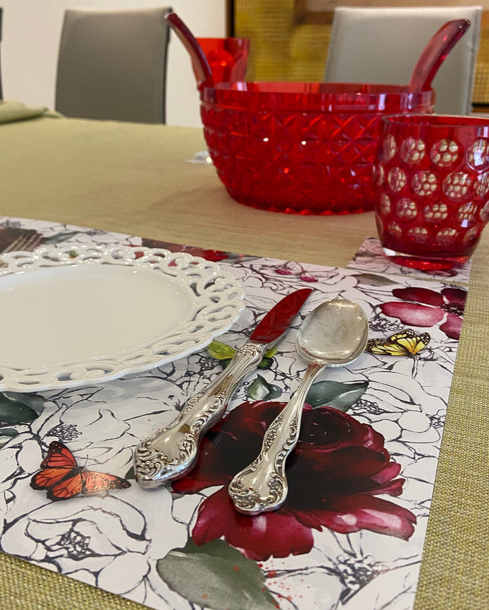 FLOWERS WITH BUTTERFLIES PAPER PLACEMATS