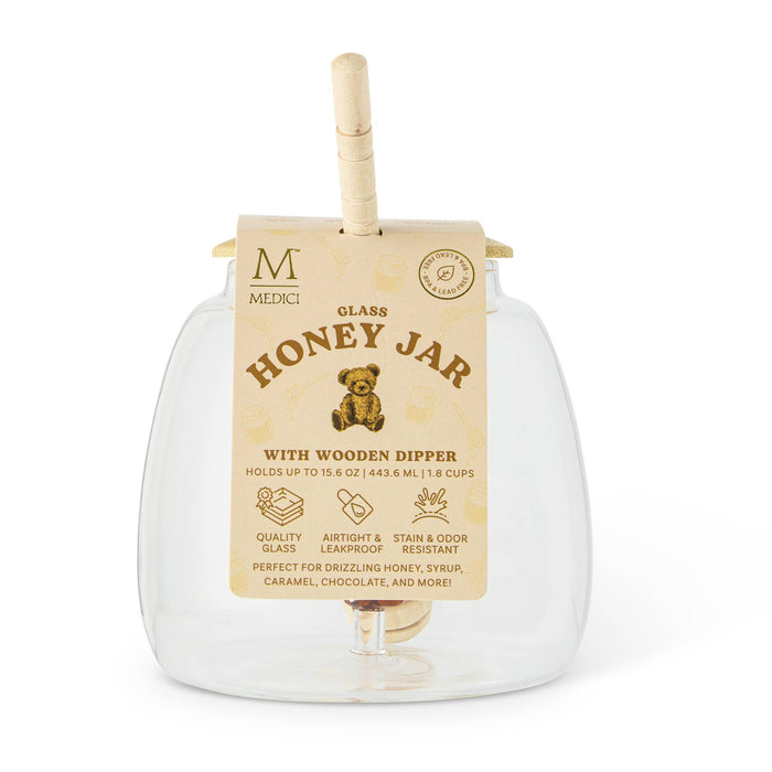Glass Honey Jar - Bear Icon