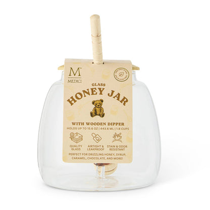 Glass Honey Jar - Bear Icon