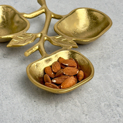 Gold Apple Bowl - 3 section