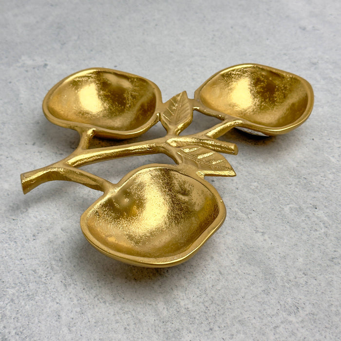 Gold Apple Bowl - 3 section