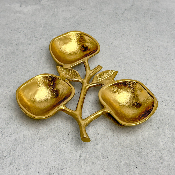 Gold Apple Bowl - 3 section