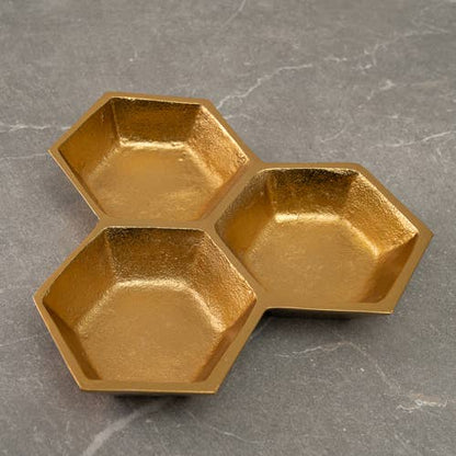 Golden Honeycomb Bowl - 3 section
