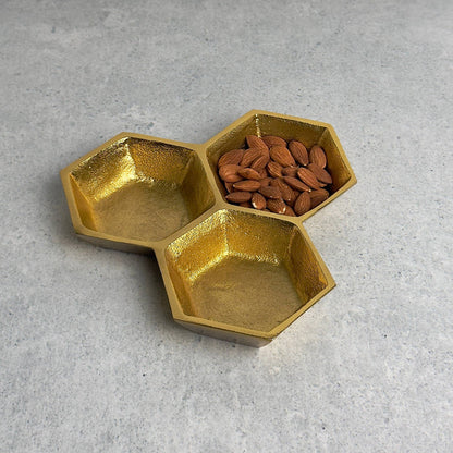 Golden Honeycomb Bowl - 3 section