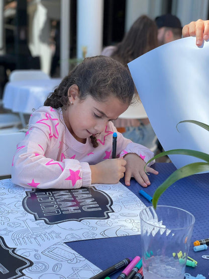 HANUKKAH BLUE AND SILVER COLORING PAPER PLACEMAT