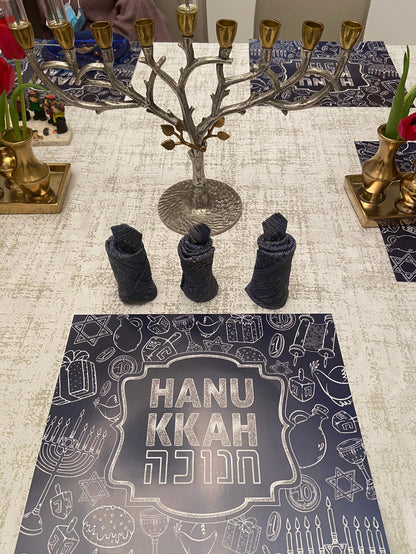 HANUKKAH BLUE AND SILVER COLORING PAPER PLACEMAT