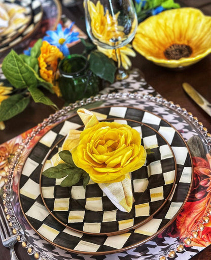 HOUNDSTOOTH WITH FLOWERS PAPER PLACEMAT