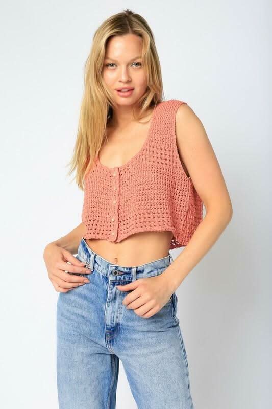 Abbey Solana Sheer Crochet Tank Top