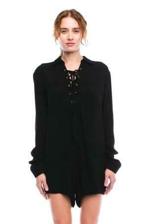 Be Somethin' Lace-Up Long Sleeve Romper