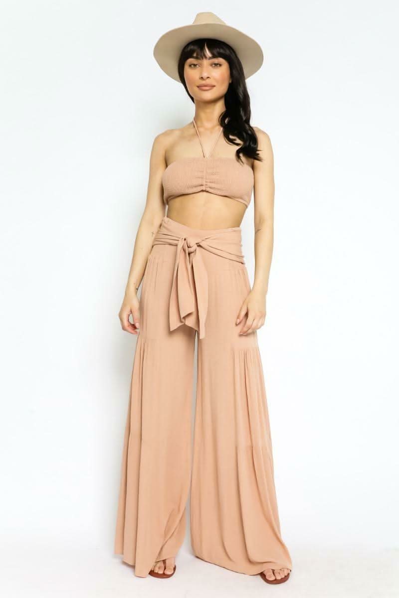 By The Shore Sandy Beige Two-Piece Jumpsuit