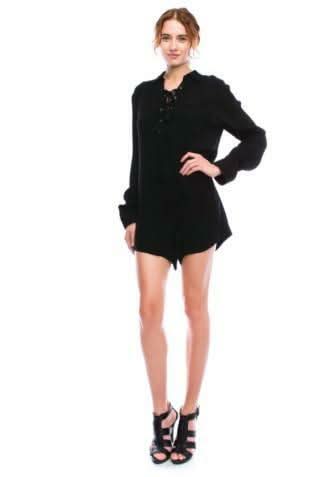 Be Somethin' Lace-Up Long Sleeve Romper