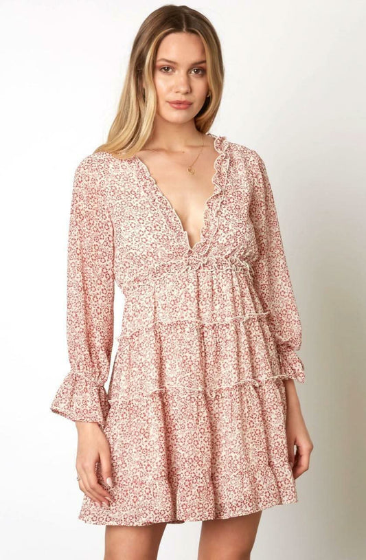 Blossom Vibes Brick Red Floral Mini Dress