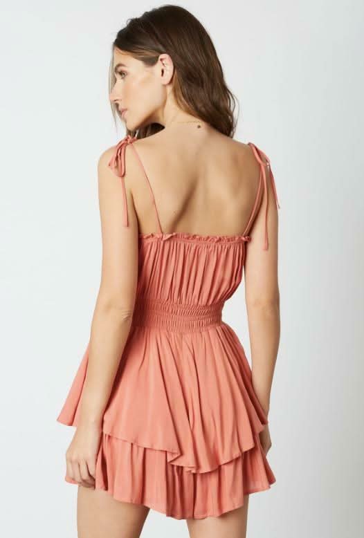 Cabana Club Peach Ruffle Romper