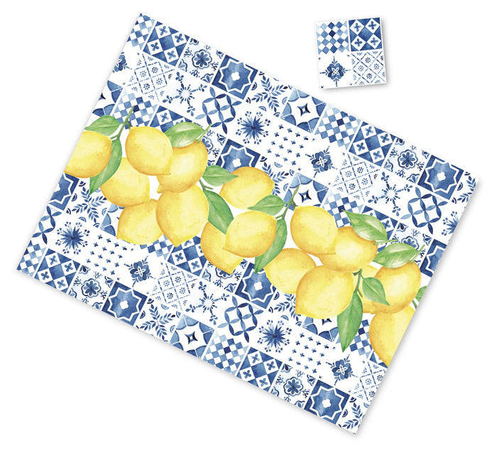 ITALIAN TILES WITH LEMONS PAPER PLACEMAT