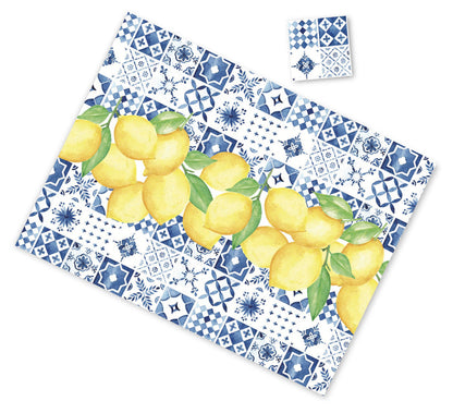 ITALIAN TILES WITH LEMONS PAPER PLACEMAT