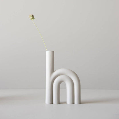Large Rope Ceramic Vase - White