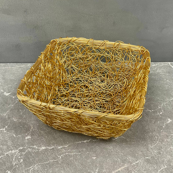 Mesh Square Bread Basket - Gold