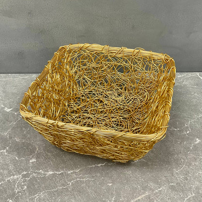 Mesh Square Bread Basket - Gold