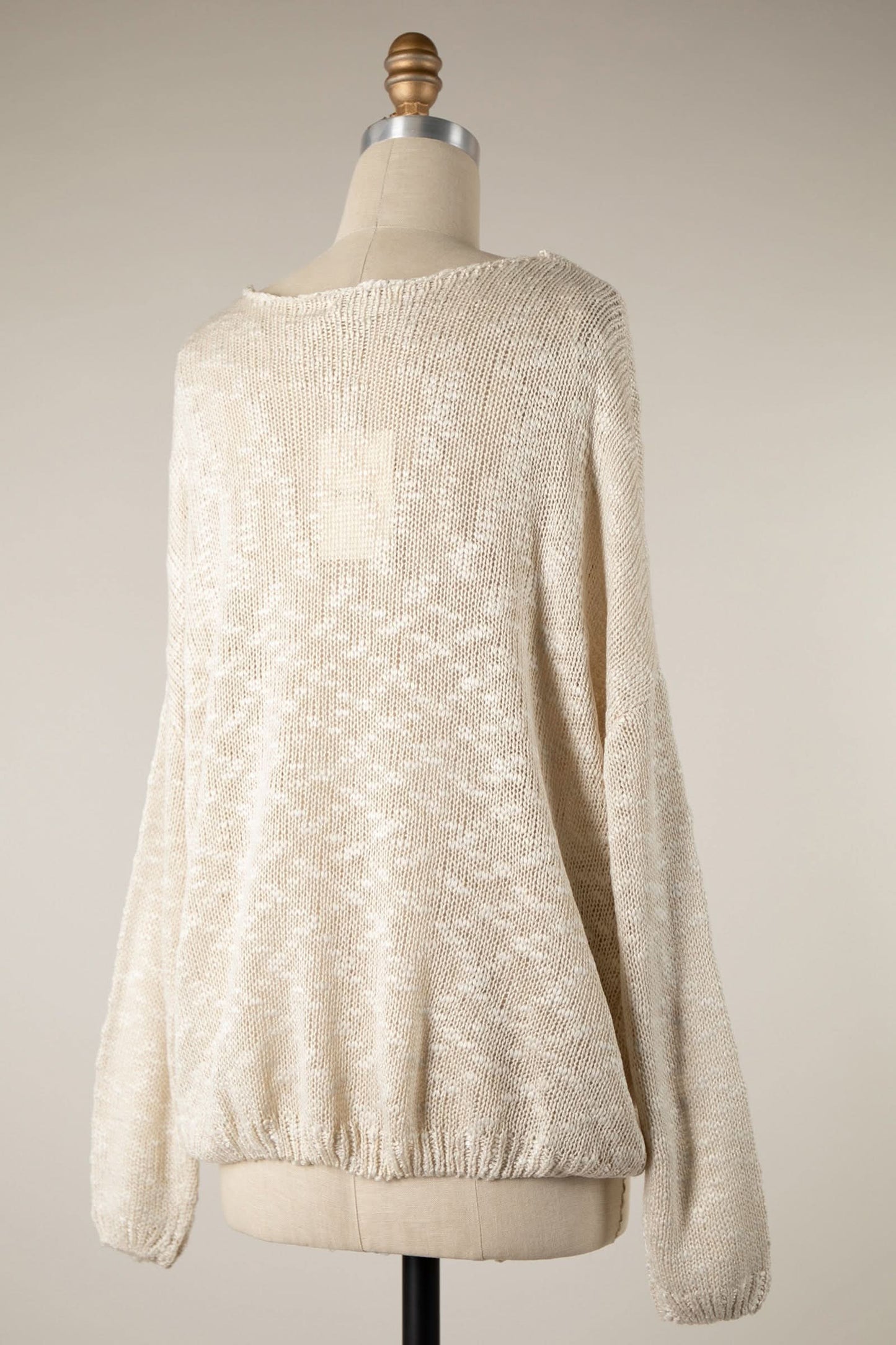 Be Mine Beige Sheer Heart Sweater