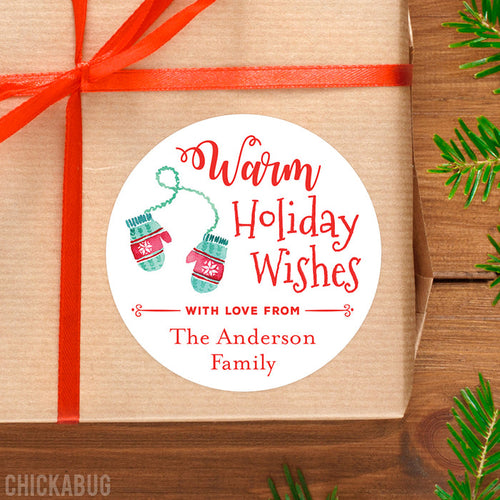 Mittens Warm Holiday Wishes Gift Labels
